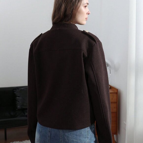 Brown Casual Women's Pockets detailed Single button Jacket - Picture 3 of 11